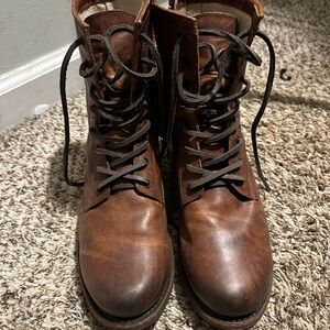 Freebird 100% leather lace up cognac boots. Worn twice— like new.
